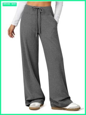 Wide Leg Sweatpants Baggy High-Waisted Drawstring Joggers with Pockets